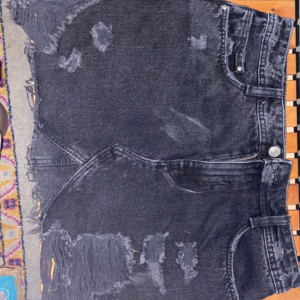 Zara distressed jean skirt